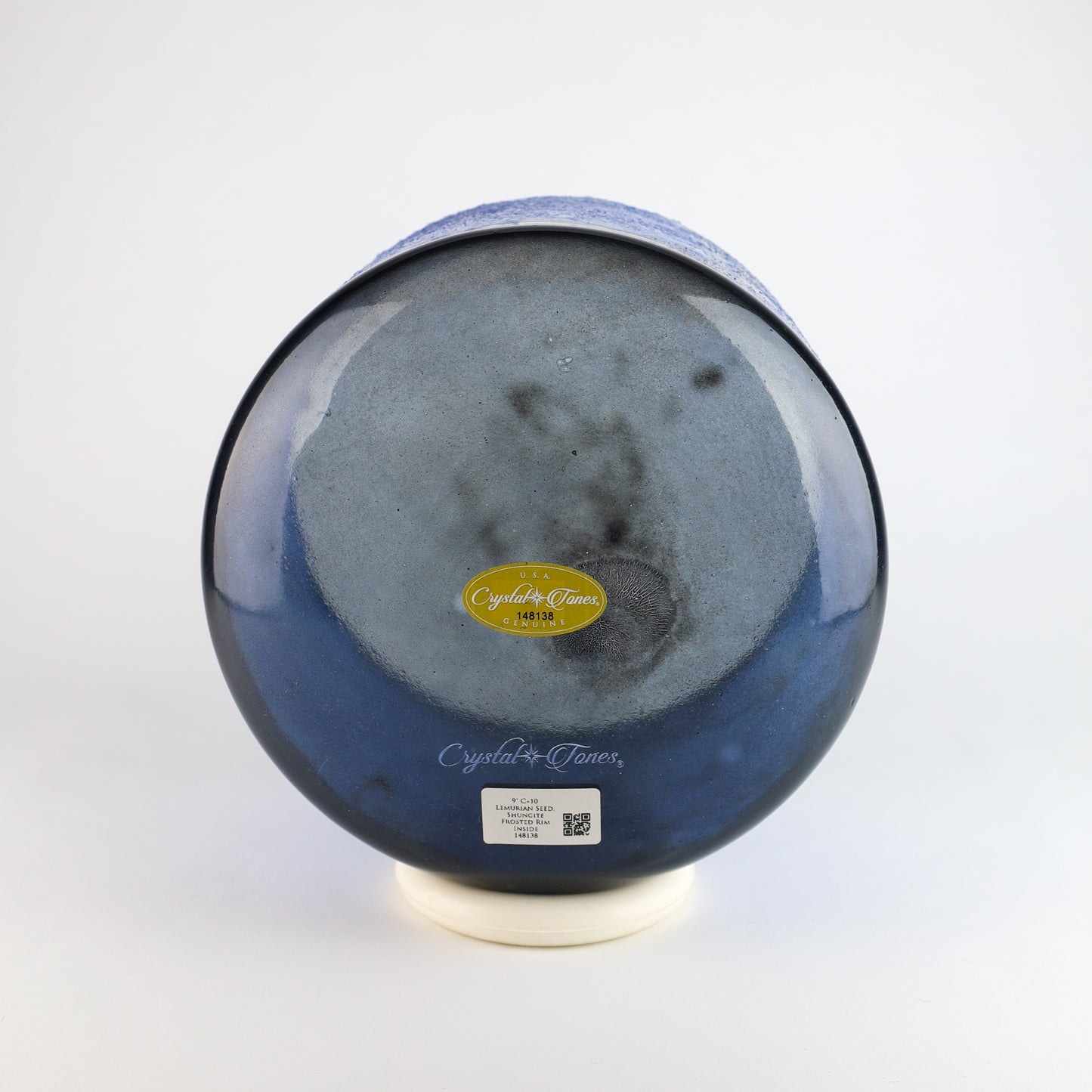 9" C+10 Lemurian Seed, Shungite, Frosted Rim (Inside) Crystal Tones® Alchemy Crystal Singing Bowl®