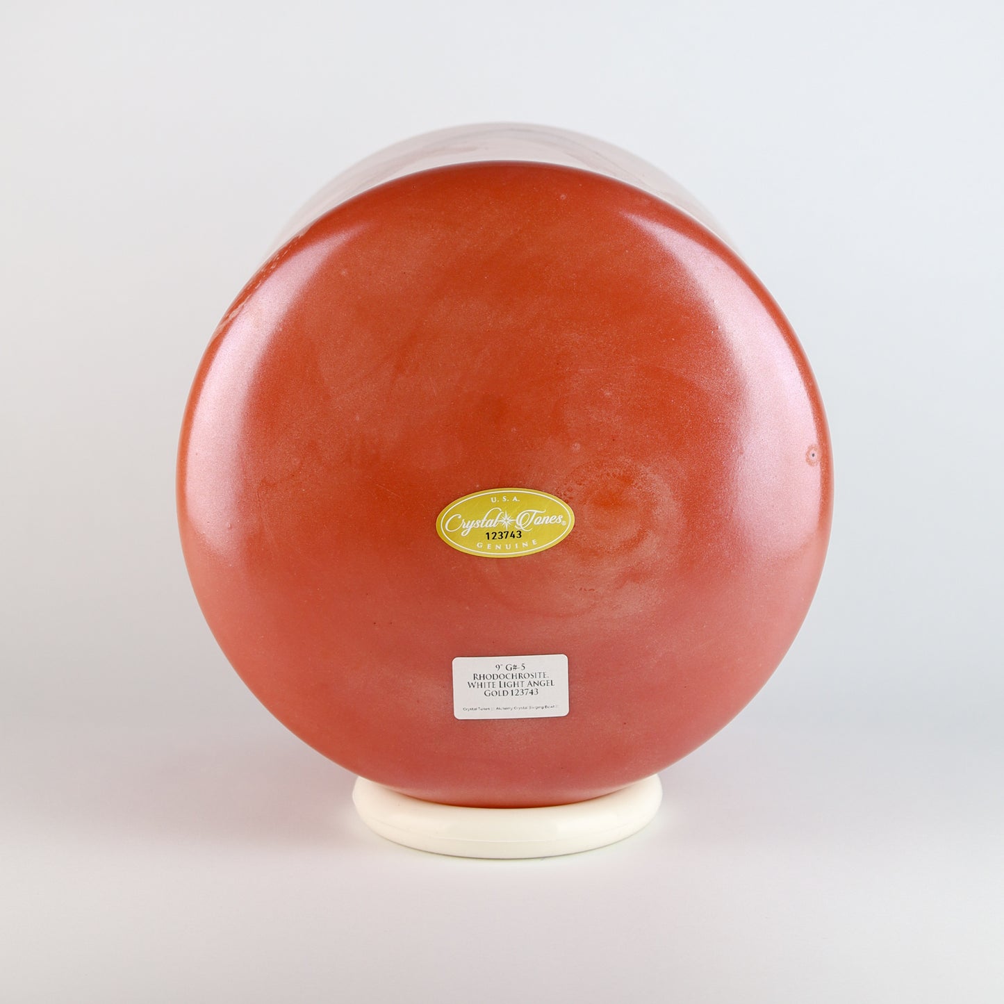 9" G#-5 Rhodochrosite, White Light Angel Gold Crystal Tones® Alchemy Crystal Singing Bowl®