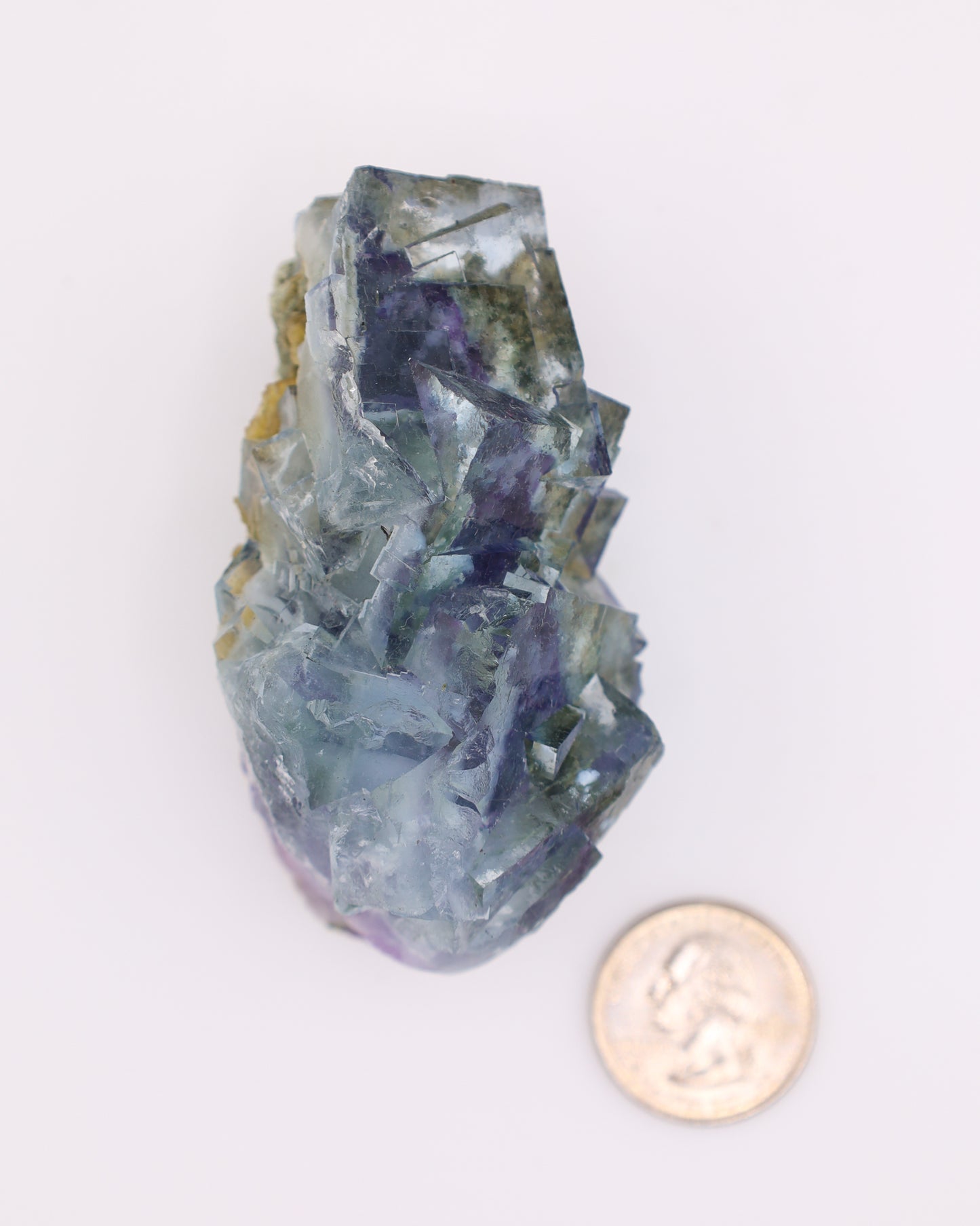 Blue Fluorite Waterfall with Purple Phantom