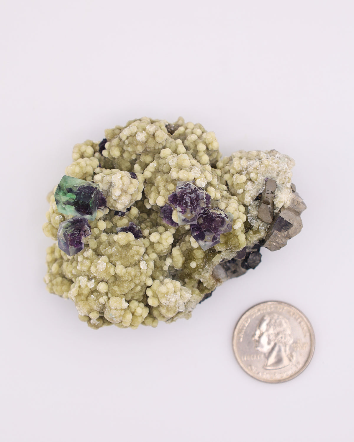 Green & Purple Fluorite with Dolomite & Pyrite Matrix