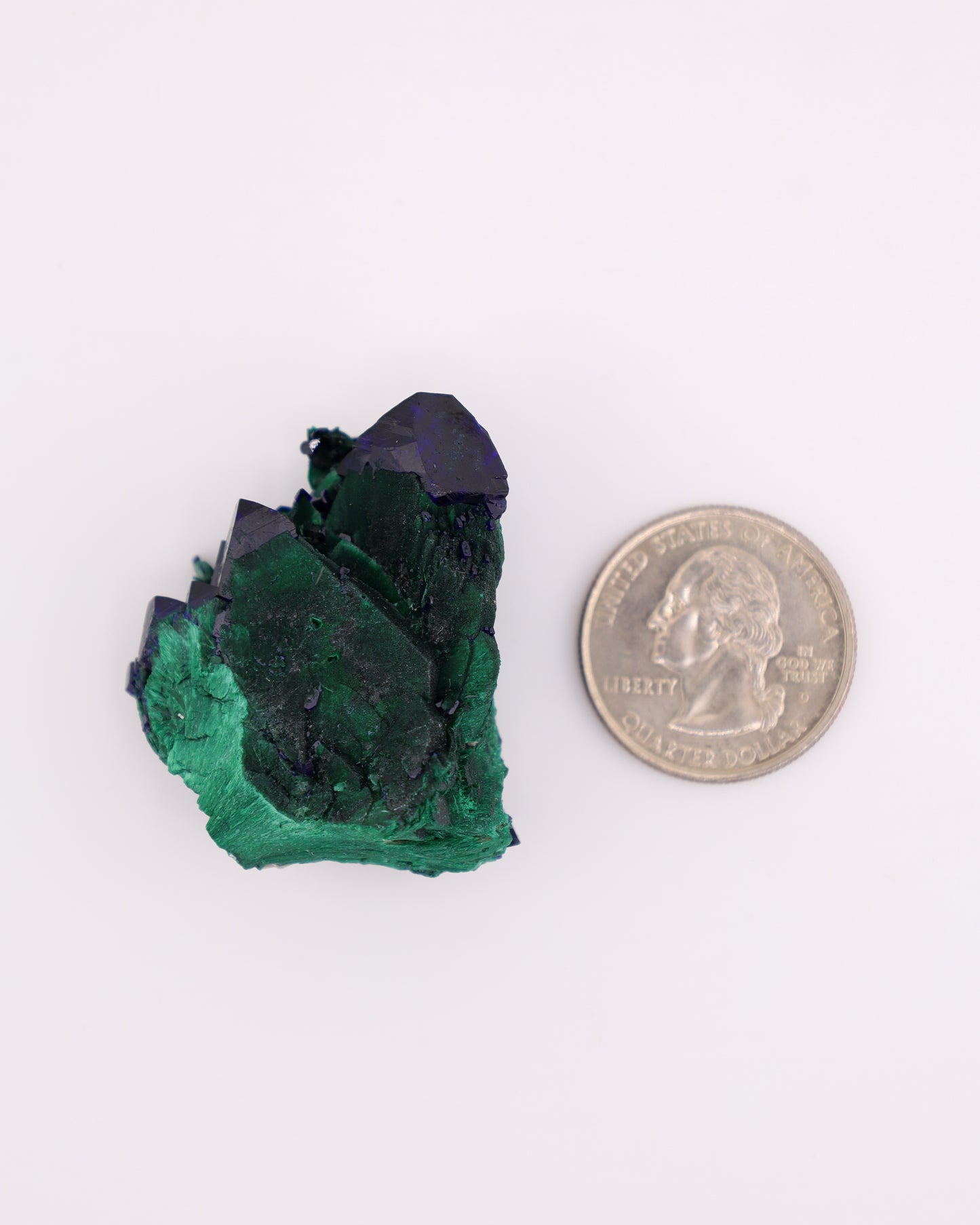 Fibrous Malachite on Azurite