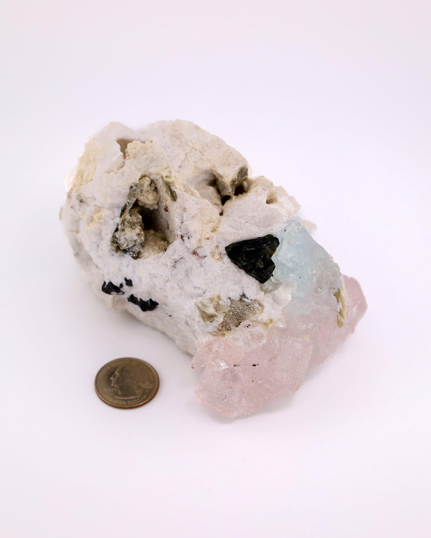 Morganite, Aquamarine, Feldspar & Schorl