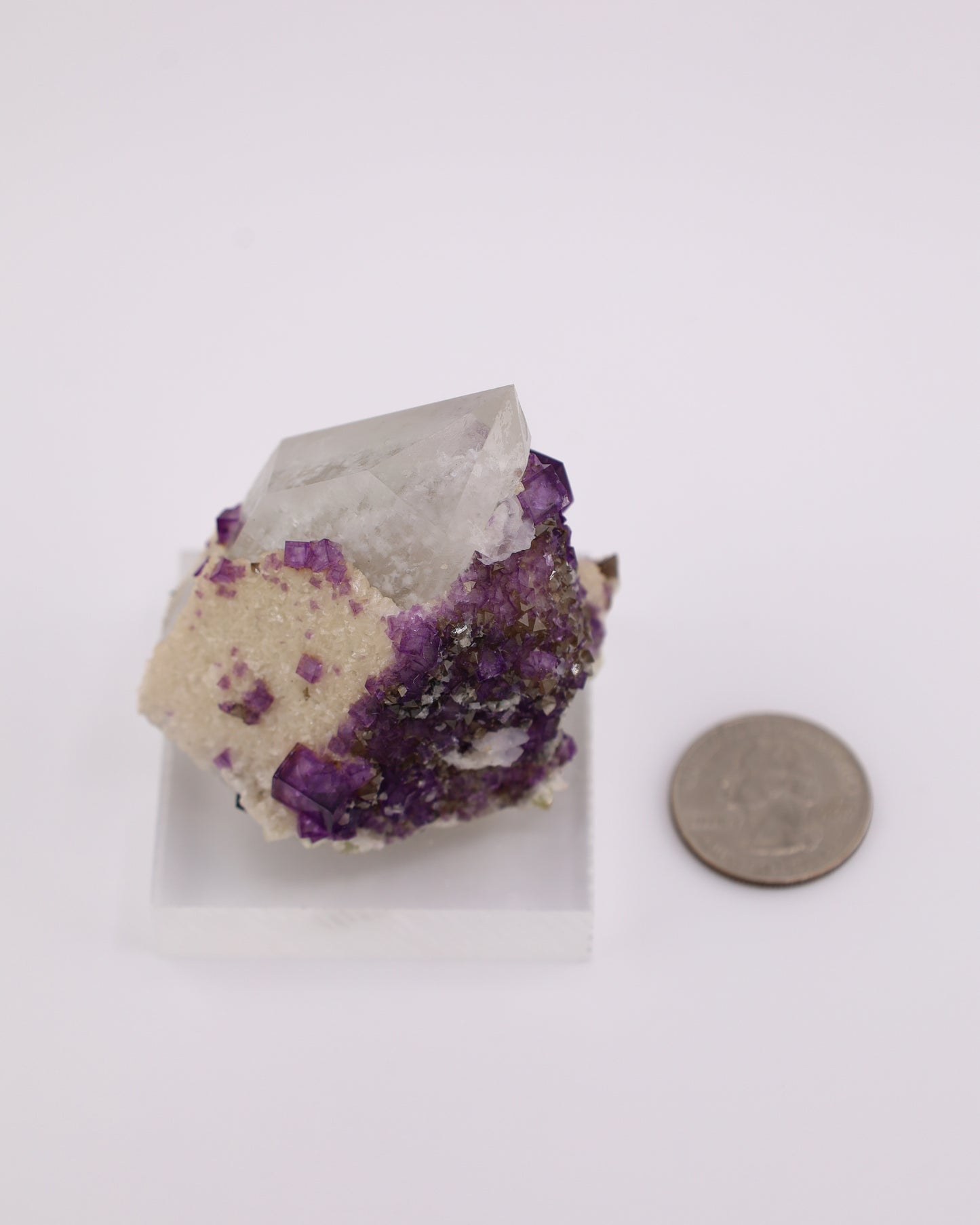 Quartz with Purple Fluorite & Muscovite
