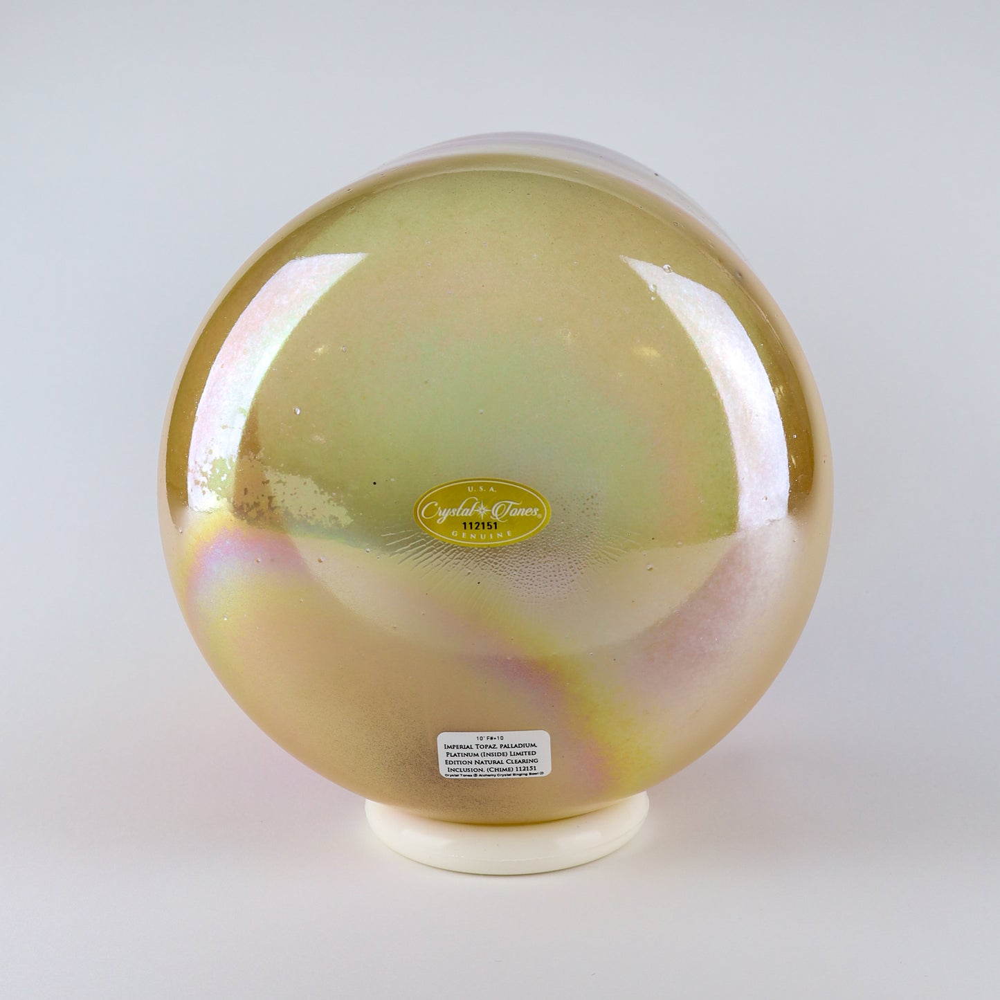 10" F#+10 Imperial Topaz, Palladium, Platinum (Inside) - Limited Edition Natural Clearing Inclusion (Chime) Crystal Tones® Alchemy Crystal Singing Bowl®