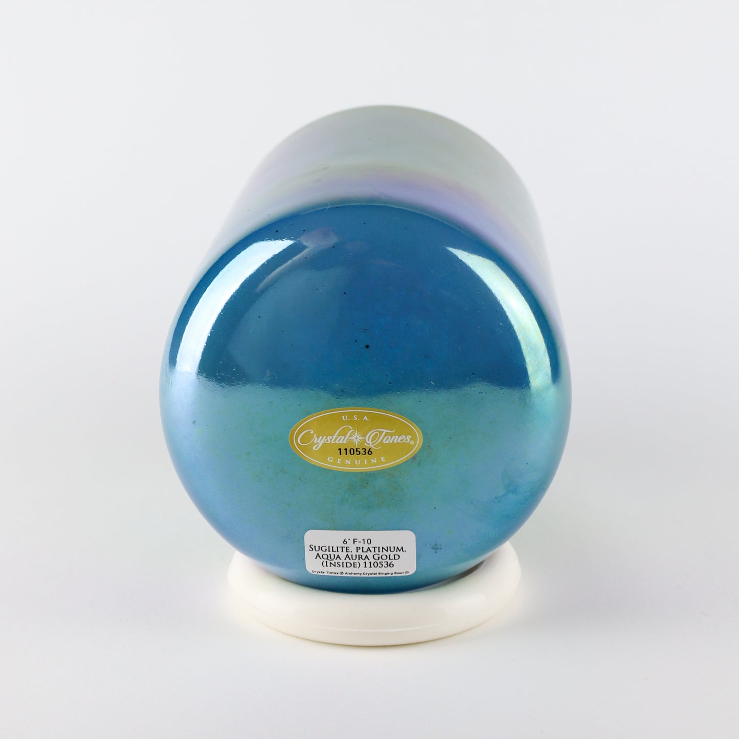 6" F-10 Sugilite, Platinum, Aqua Aura Gold (Inside) Crystal Tones® Alchemy Crystal Singing Bowl®