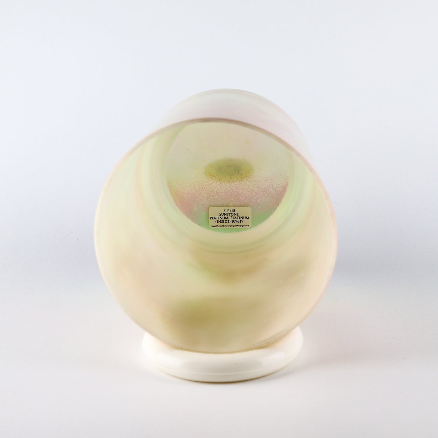 6" F+15 Sunstone, Platinum, Platinum (Inside) Crystal Tones® Alchemy Crystal Singing Bowl®