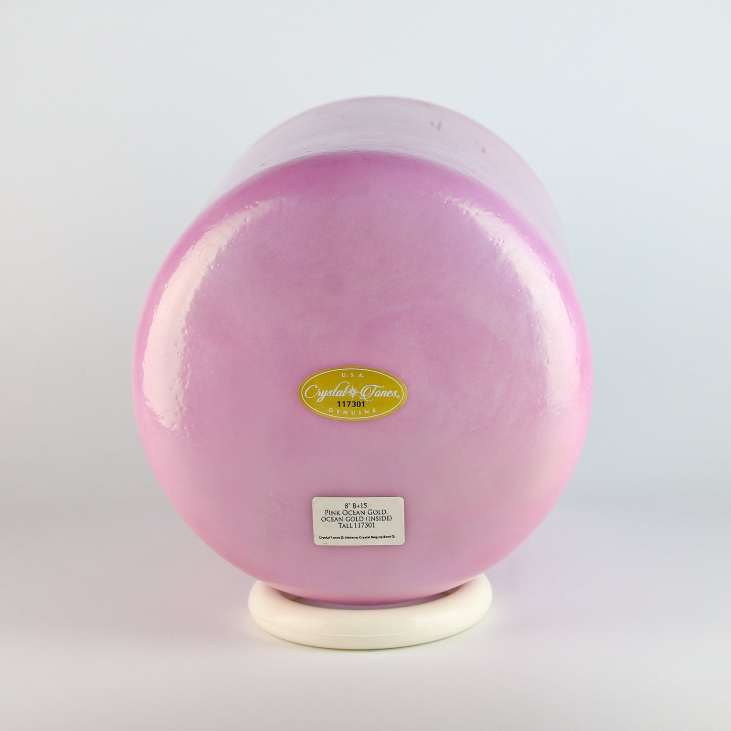 8" B+15 Pink Ocean Gold, Ocean Gold (Inside) Tall Crystal Tones® Alchemy Crystal Singing Bowl®