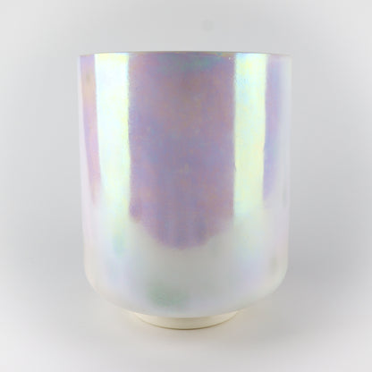 8" B+15 White Alchemy Gold, Rose Quartz, Platinum Tall Crystal Tones® Alchemy Crystal Singing Bowl®