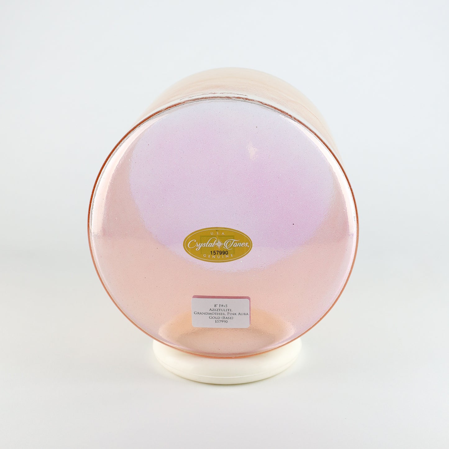 8" F#+5 Azeztulite, Grandmother, Pink Aura Gold (Base) Crystal Tones® Alchemy Crystal Singing Bowl®