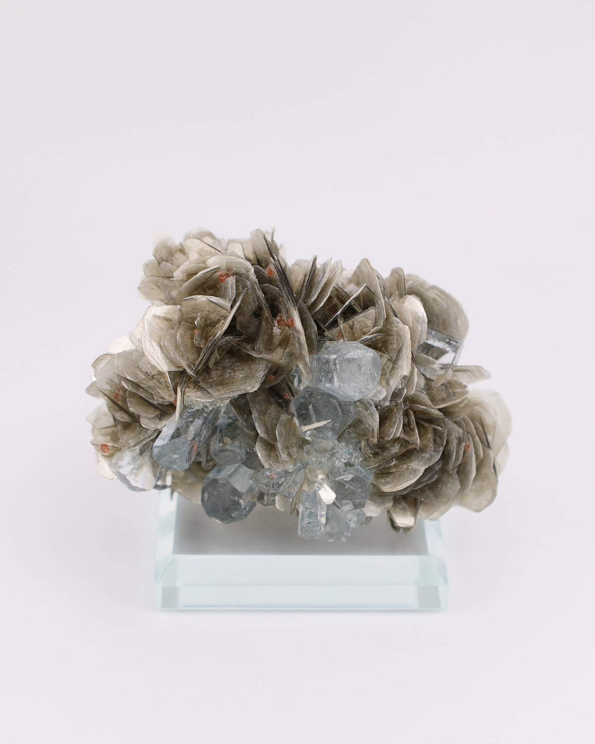 Aquamarine with Garnet & Pink Fluorite