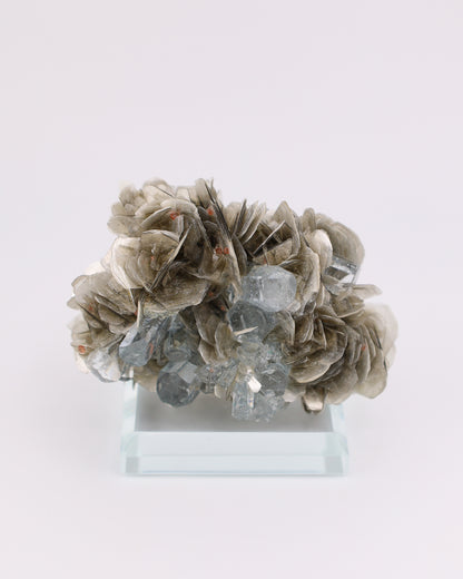 Aquamarine with Garnet & Pink Fluorite
