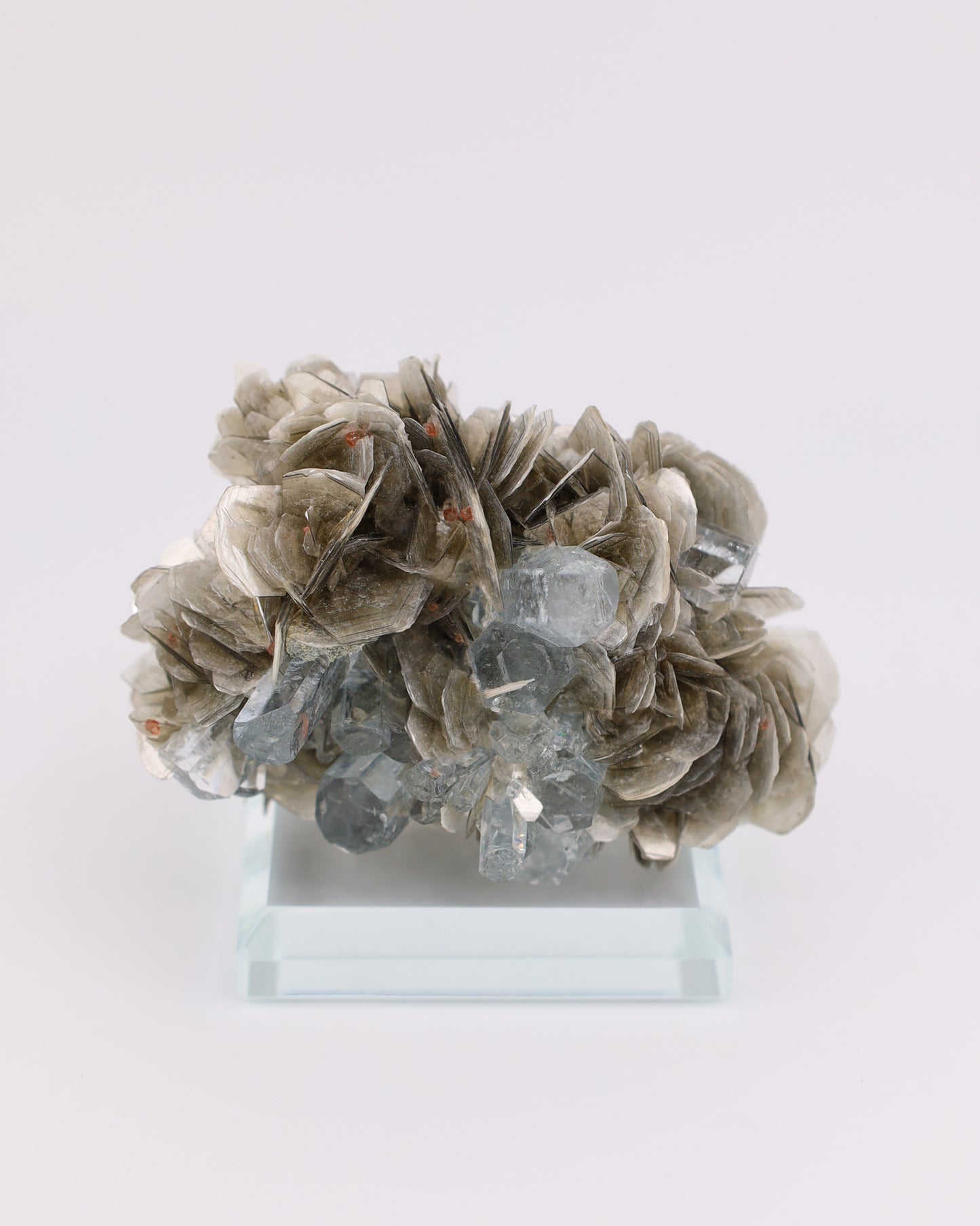 Aquamarine with Mica, Morganite & Garnet