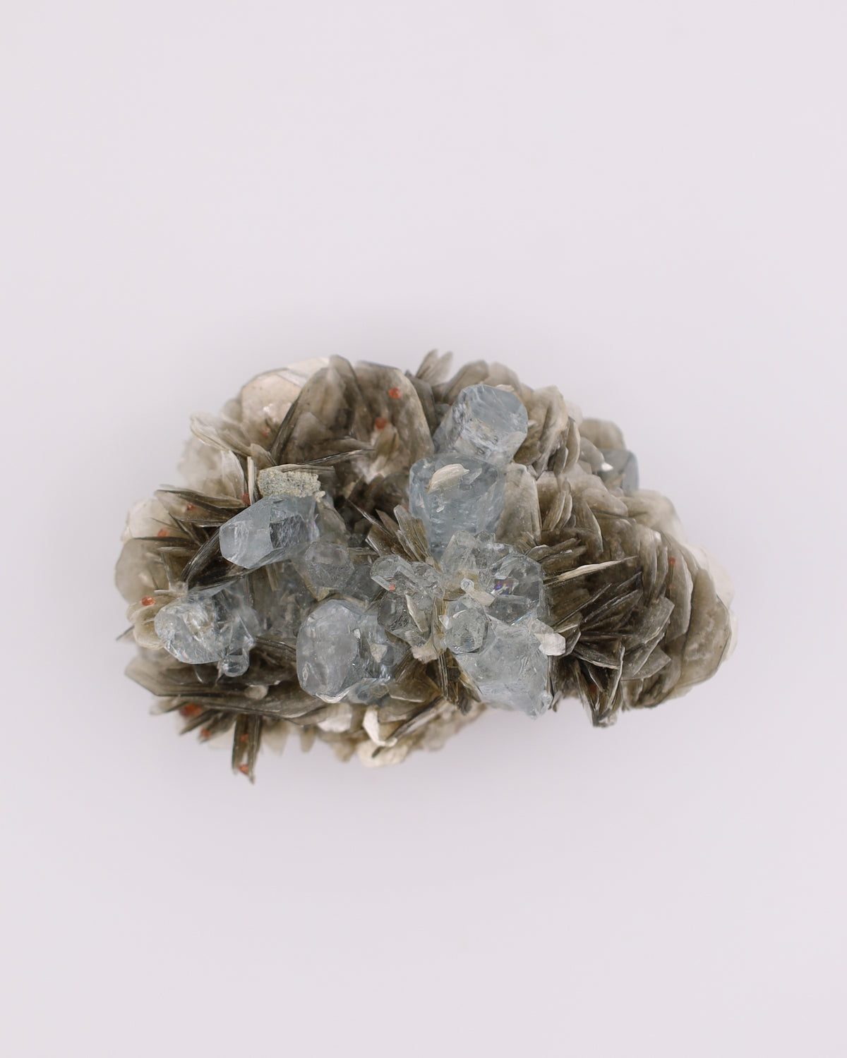 Aquamarine with Garnet & Pink Fluorite