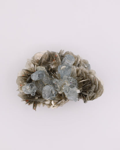 Aquamarine with Garnet & Pink Fluorite
