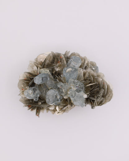 Aquamarine with Mica, Morganite & Garnet