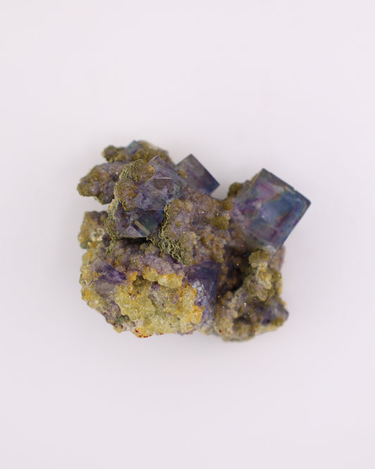 Iridescent Blue Fluorite with Purple Phantom