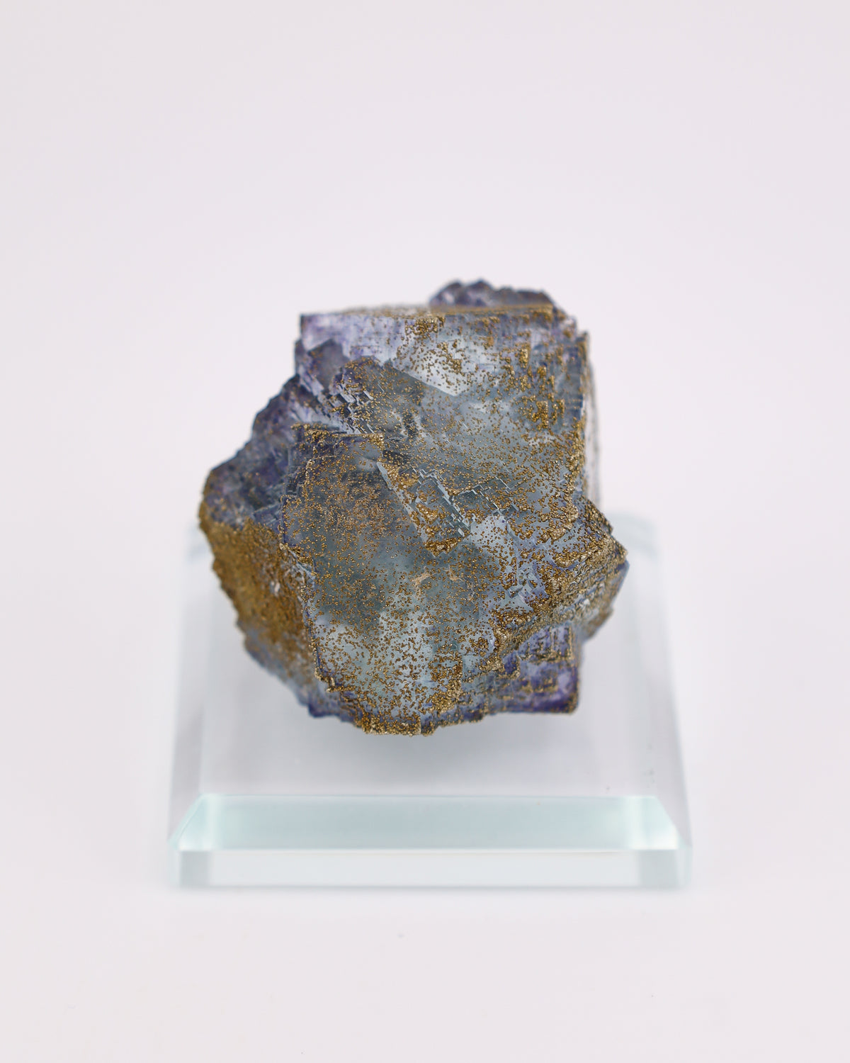 Clear Blue Fluorite with Purple Phantom & Pyrite