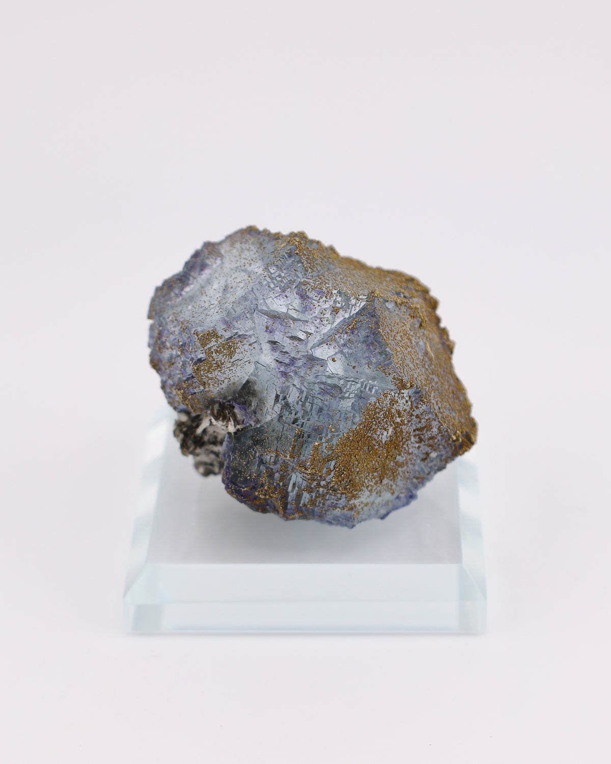 Clear Blue Fluorite with Purple Phantom & Pyrite
