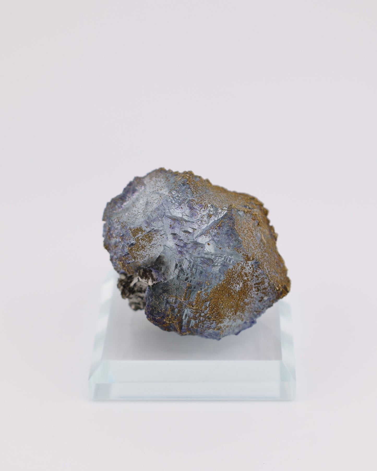 Clear Blue Fluorite with Purple Phantom & Pyrite