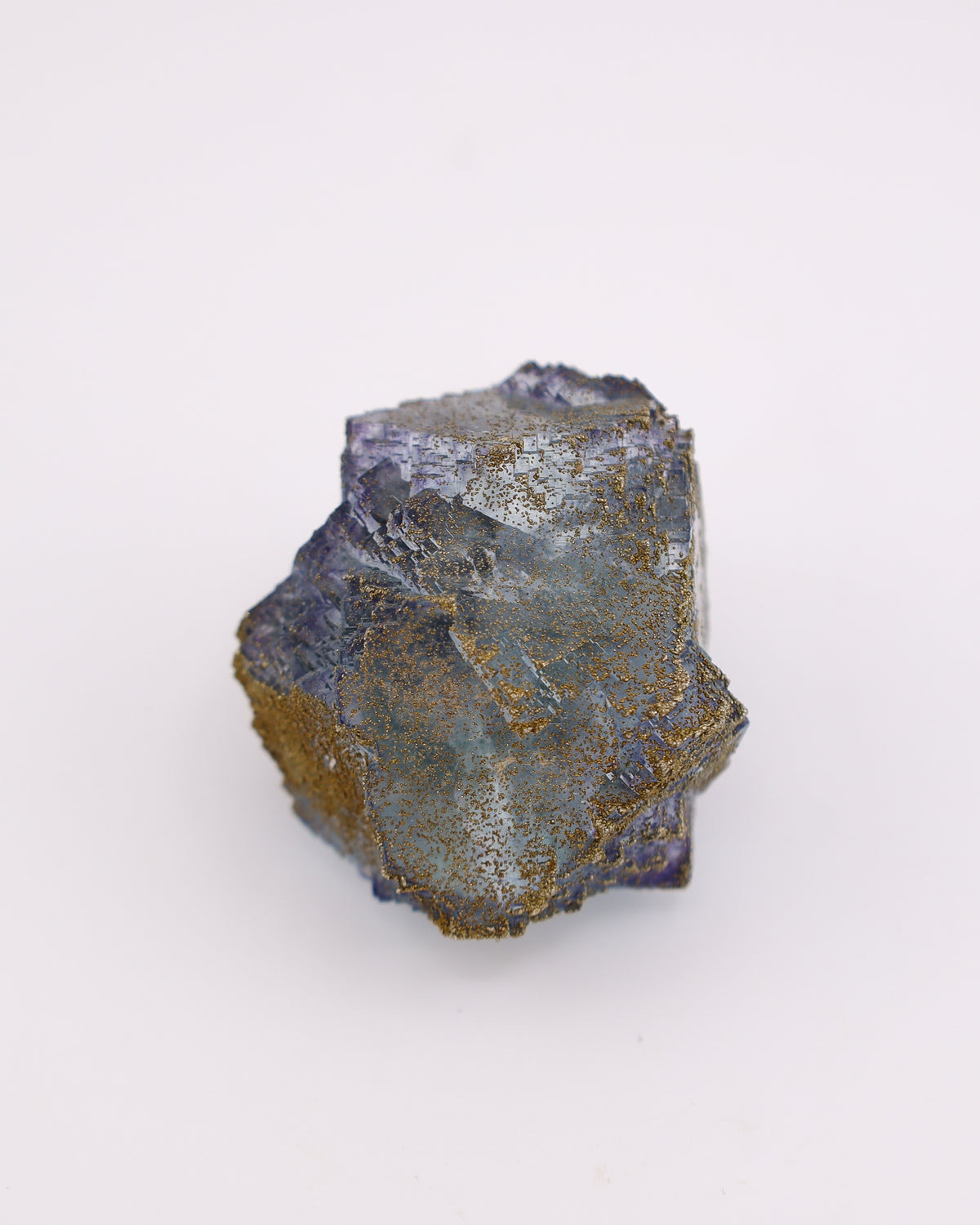 Clear Blue Fluorite with Purple Phantom & Pyrite