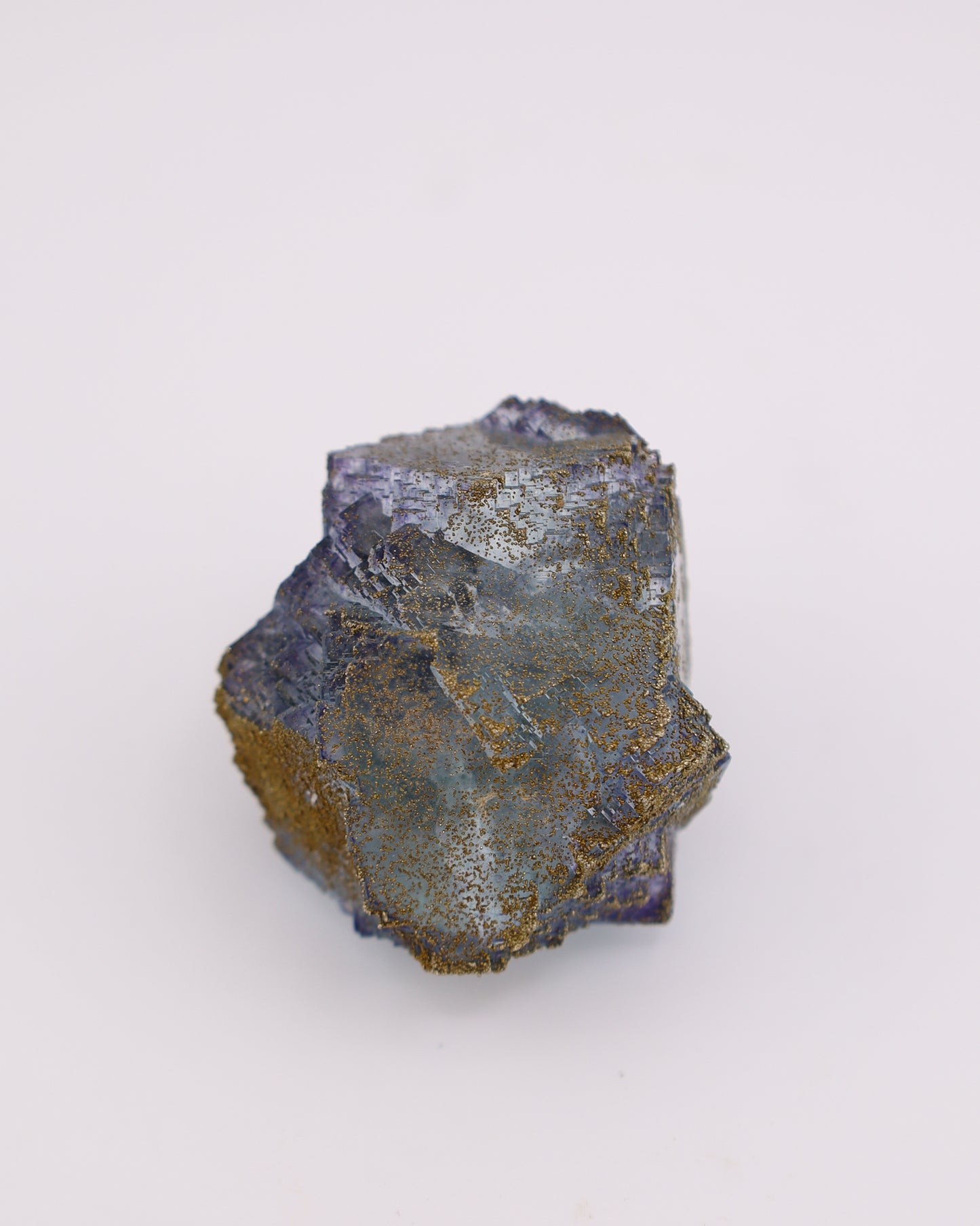 Clear Blue Fluorite with Purple Phantom & Pyrite