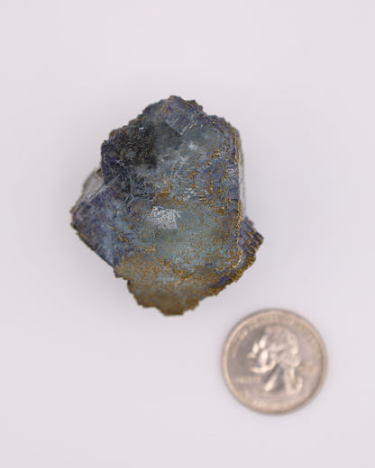 Clear Blue Fluorite with Purple Phantom & Pyrite