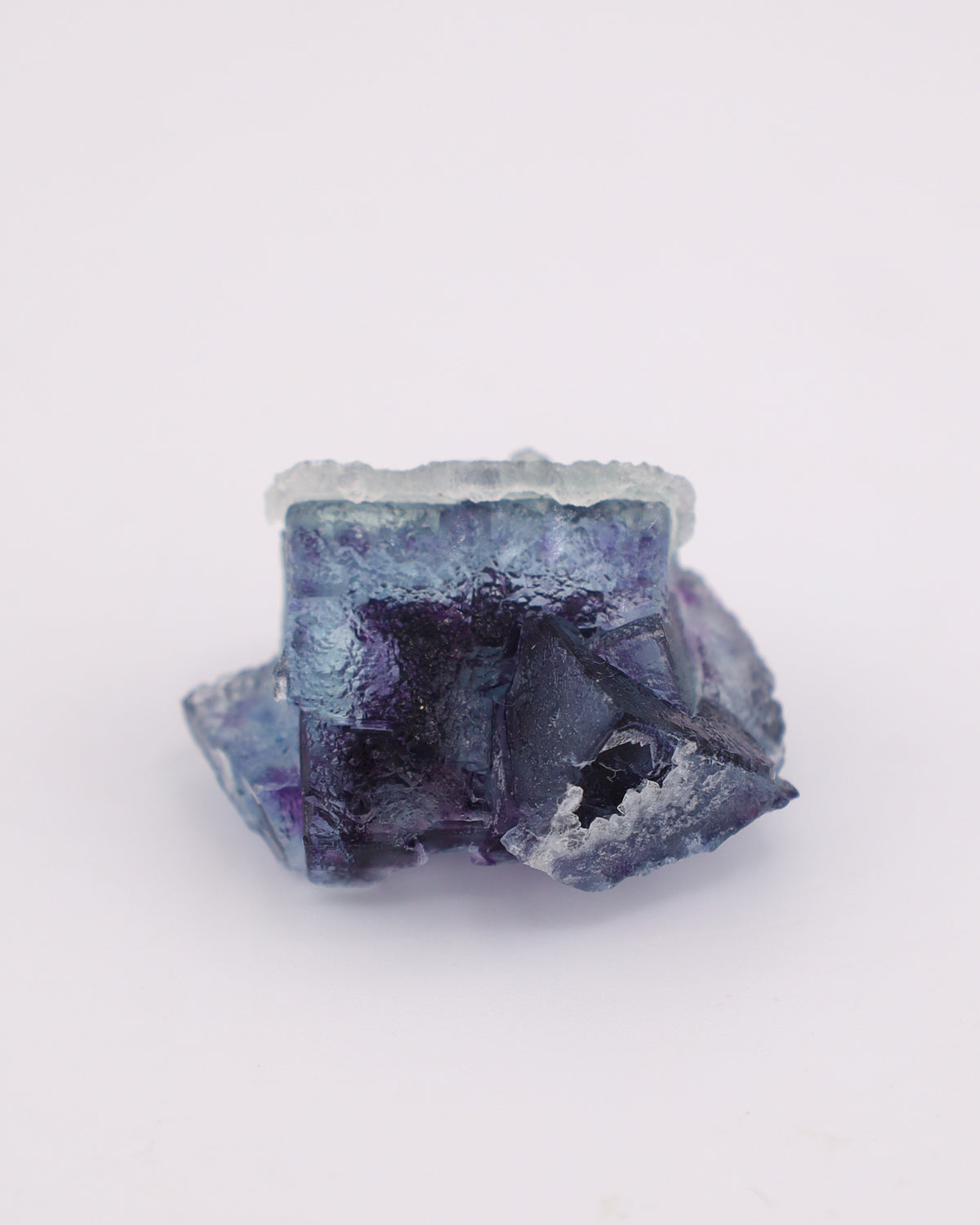 Etched Blue Fluorite with Purple Phantom & Calcite
