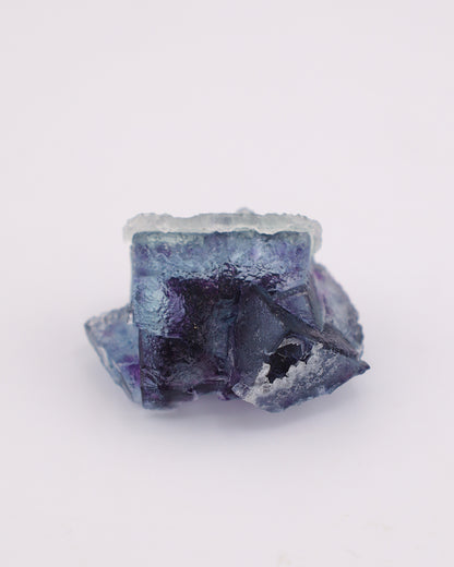 Etched Blue Fluorite with Purple Phantom & Calcite