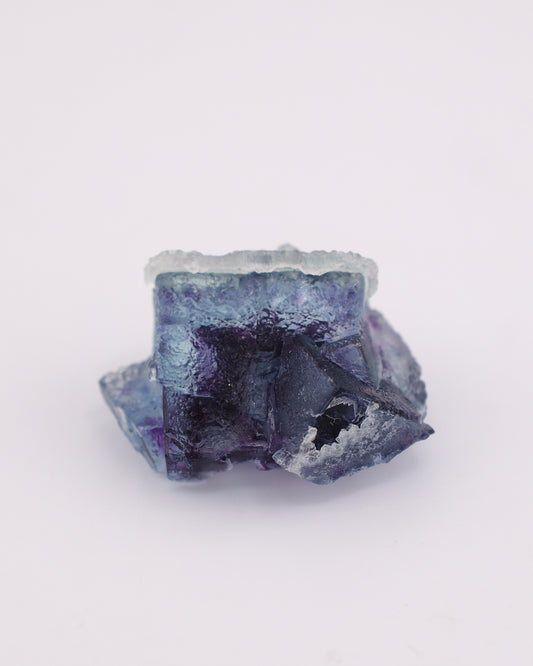 Etched Blue Fluorite with Purple Phantom & Calcite