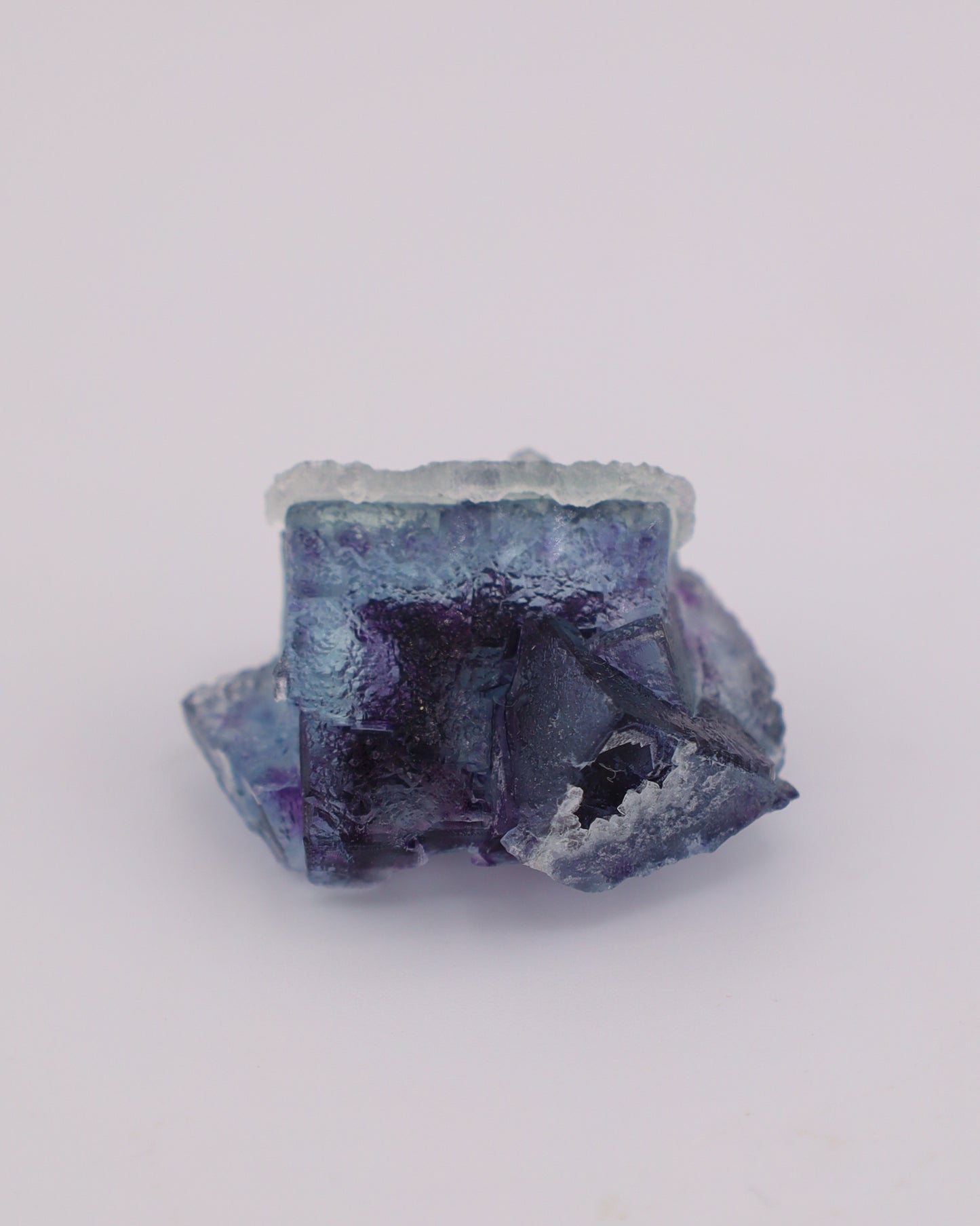 Etched Blue Fluorite with Purple Phantom & Calcite