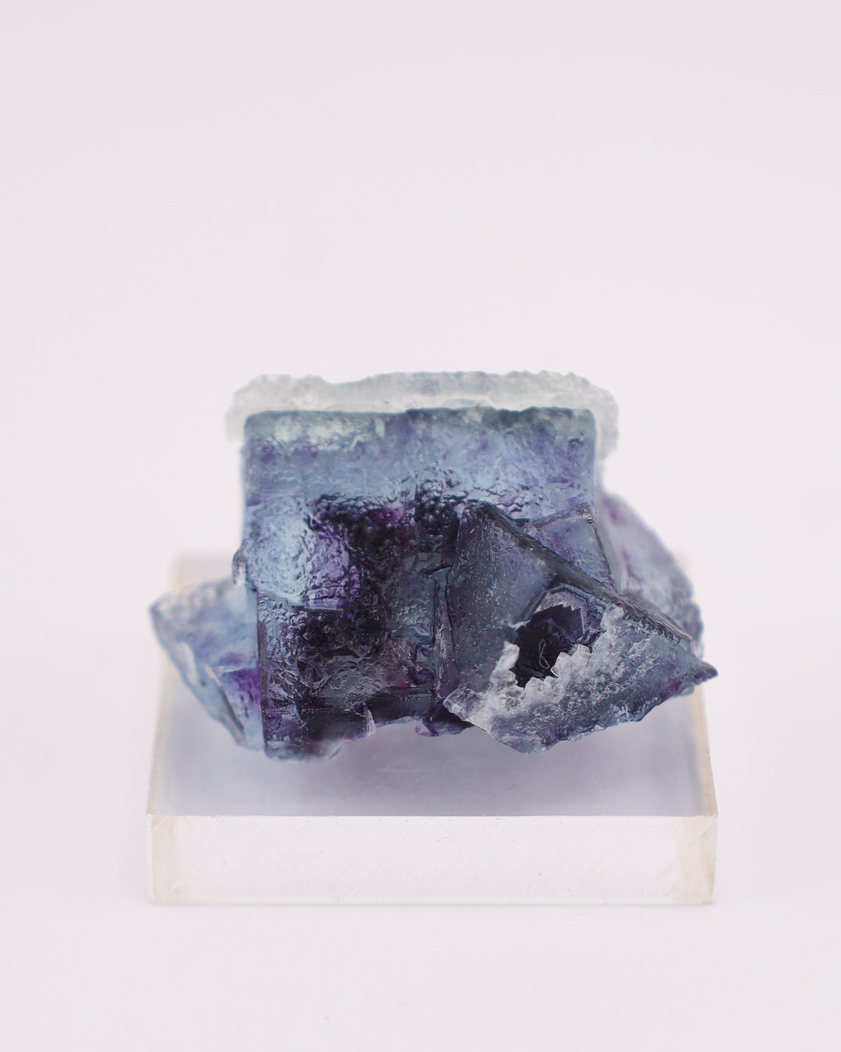Etched Blue Fluorite with Purple Phantom & Calcite
