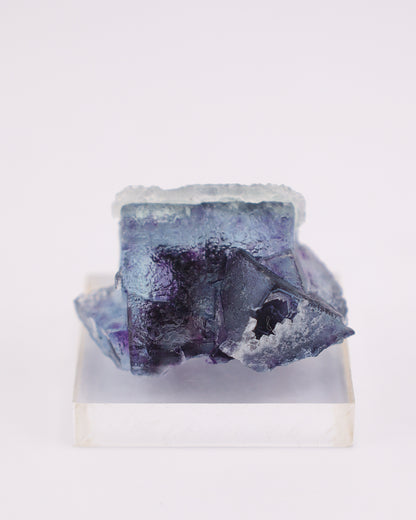 Etched Blue Fluorite with Purple Phantom & Calcite