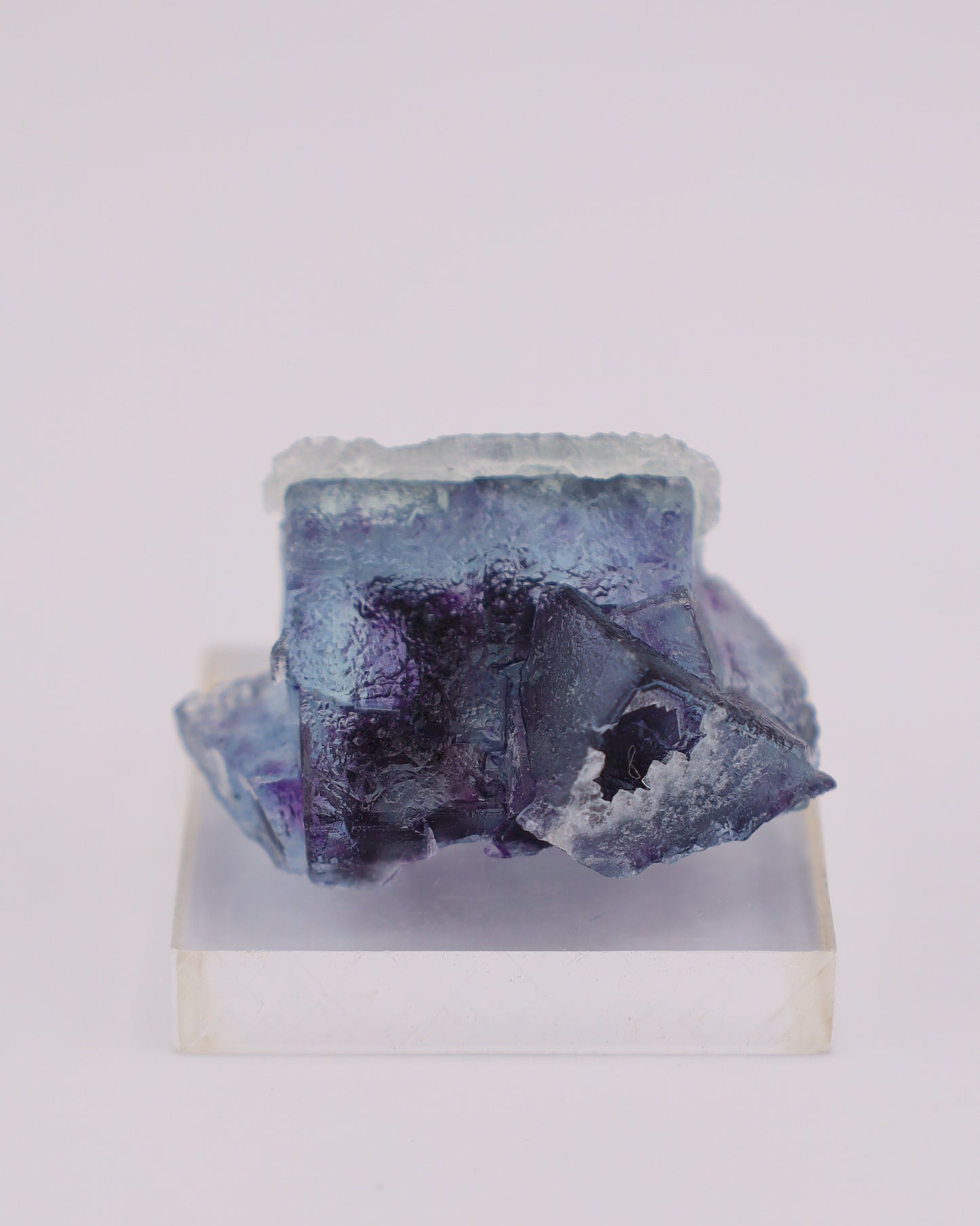Etched Blue Fluorite with Purple Phantom & Calcite
