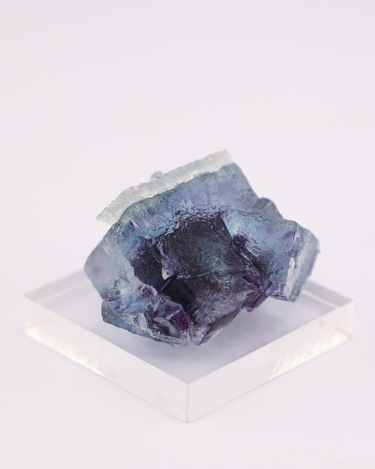 Etched Blue Fluorite with Purple Phantom & Calcite