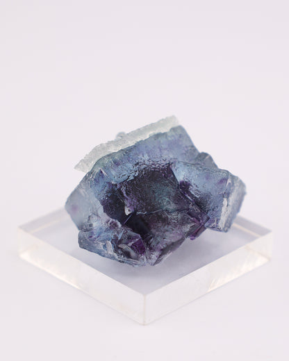 Etched Blue Fluorite with Purple Phantom & Calcite