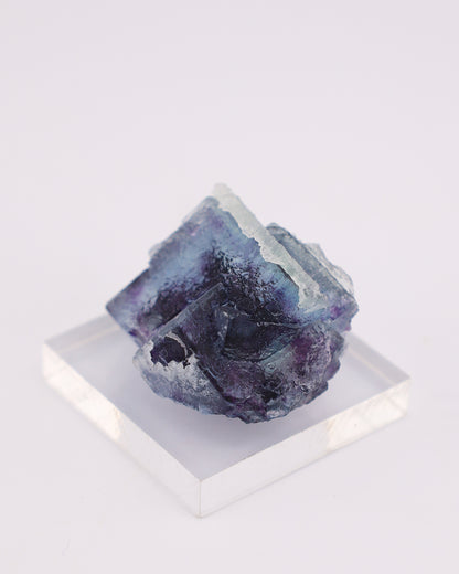 Etched Blue Fluorite with Purple Phantom & Calcite