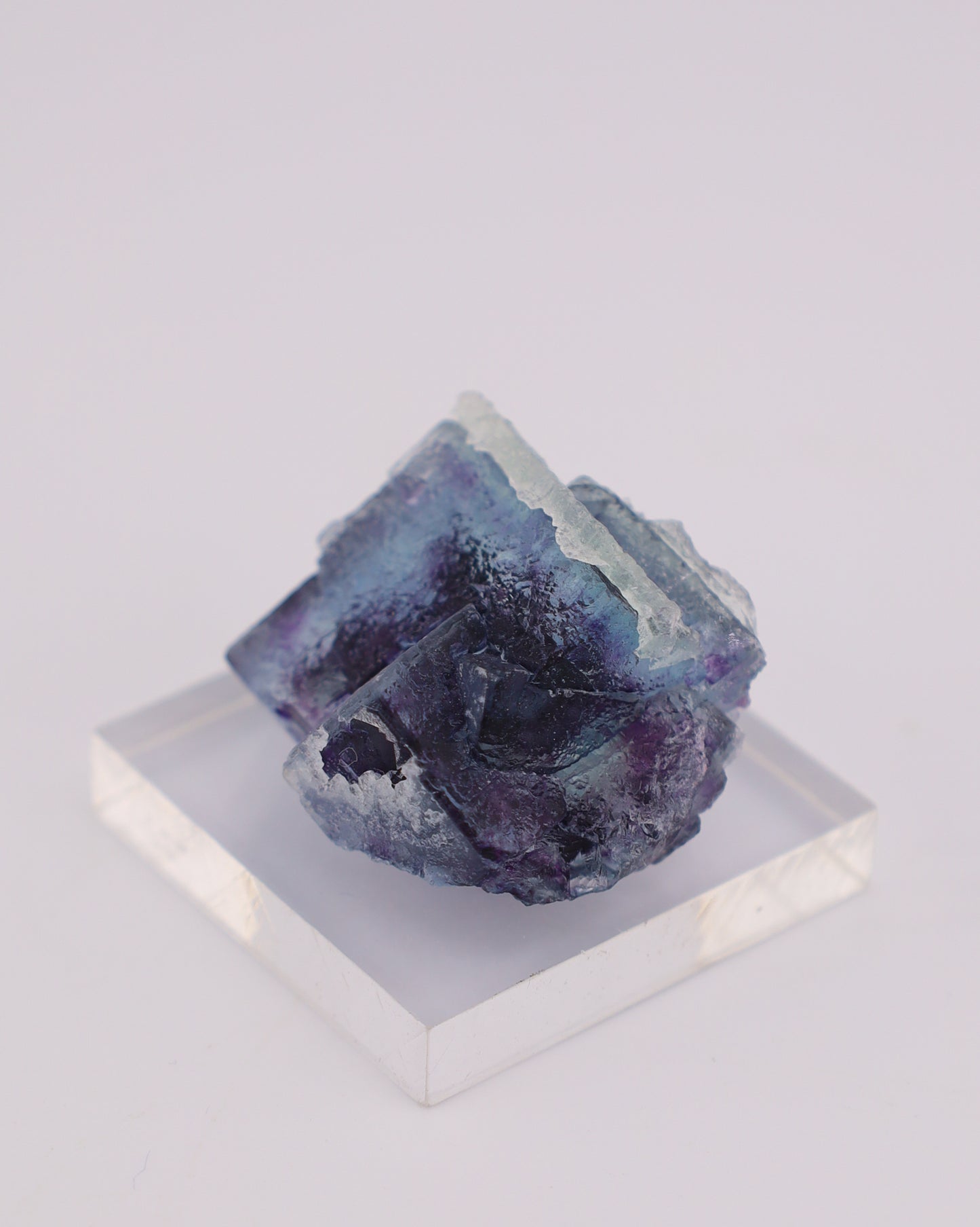 Etched Blue Fluorite with Purple Phantom & Calcite