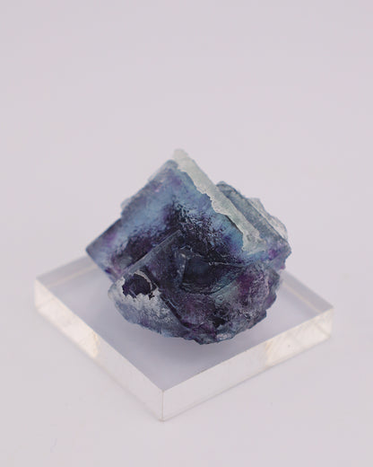 Etched Blue Fluorite with Purple Phantom & Calcite