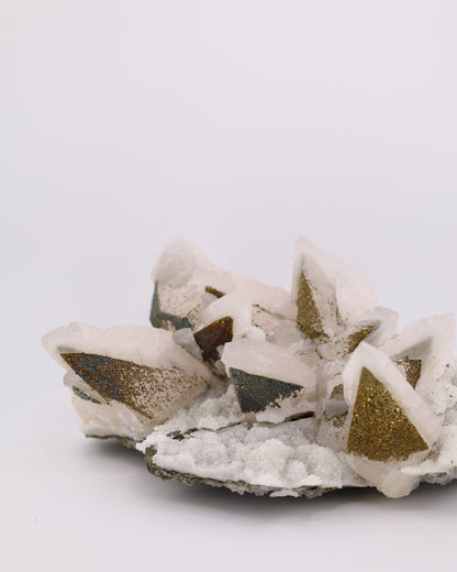 Dogtooth Calcite with Iridescent Pyrite, Pagoda Quartz & Druzy Quartz