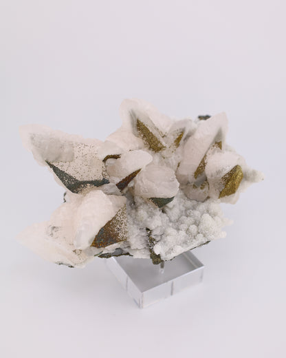 Dogtooth Calcite with Iridescent Pyrite, Pagoda Quartz & Druzy Quartz