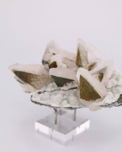 Dogtooth Calcite with Iridescent Pyrite, Pagoda Quartz & Druzy Quartz