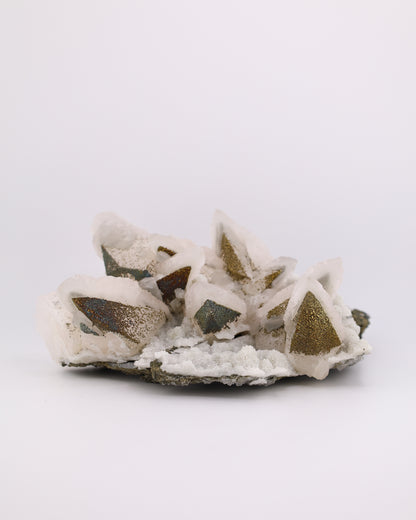 Dogtooth Calcite with Iridescent Pyrite, Pagoda Quartz & Druzy Quartz