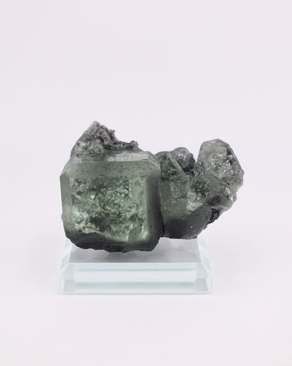 Green Cube Truncated Clear Fluorite with Matrix