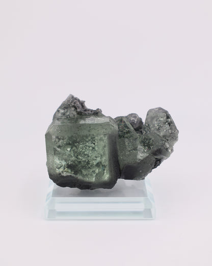 Green Cube Truncated Clear Fluorite with Matrix