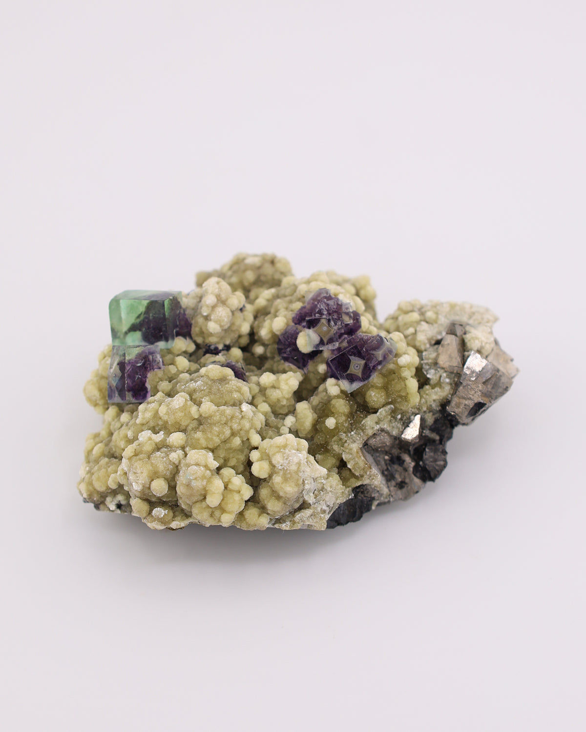 Green & Purple Fluorite with Dolomite & Pyrite Matrix