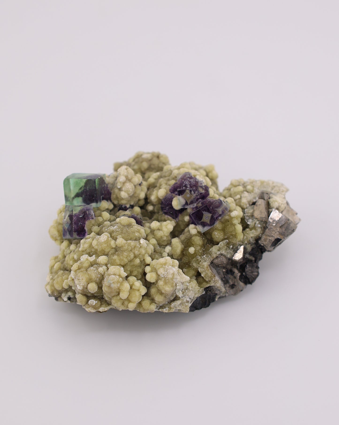 Green & Purple Fluorite with Dolomite & Pyrite Matrix