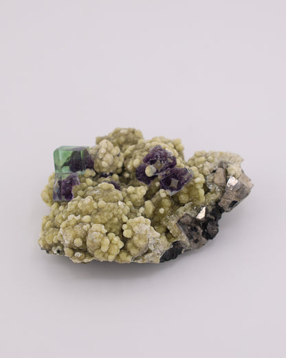 Green & Purple Fluorite with Dolomite & Pyrite Matrix