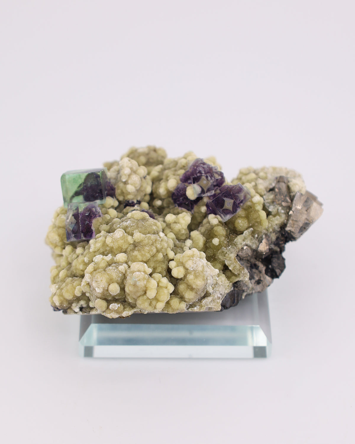 Green & Purple Fluorite with Dolomite & Pyrite Matrix