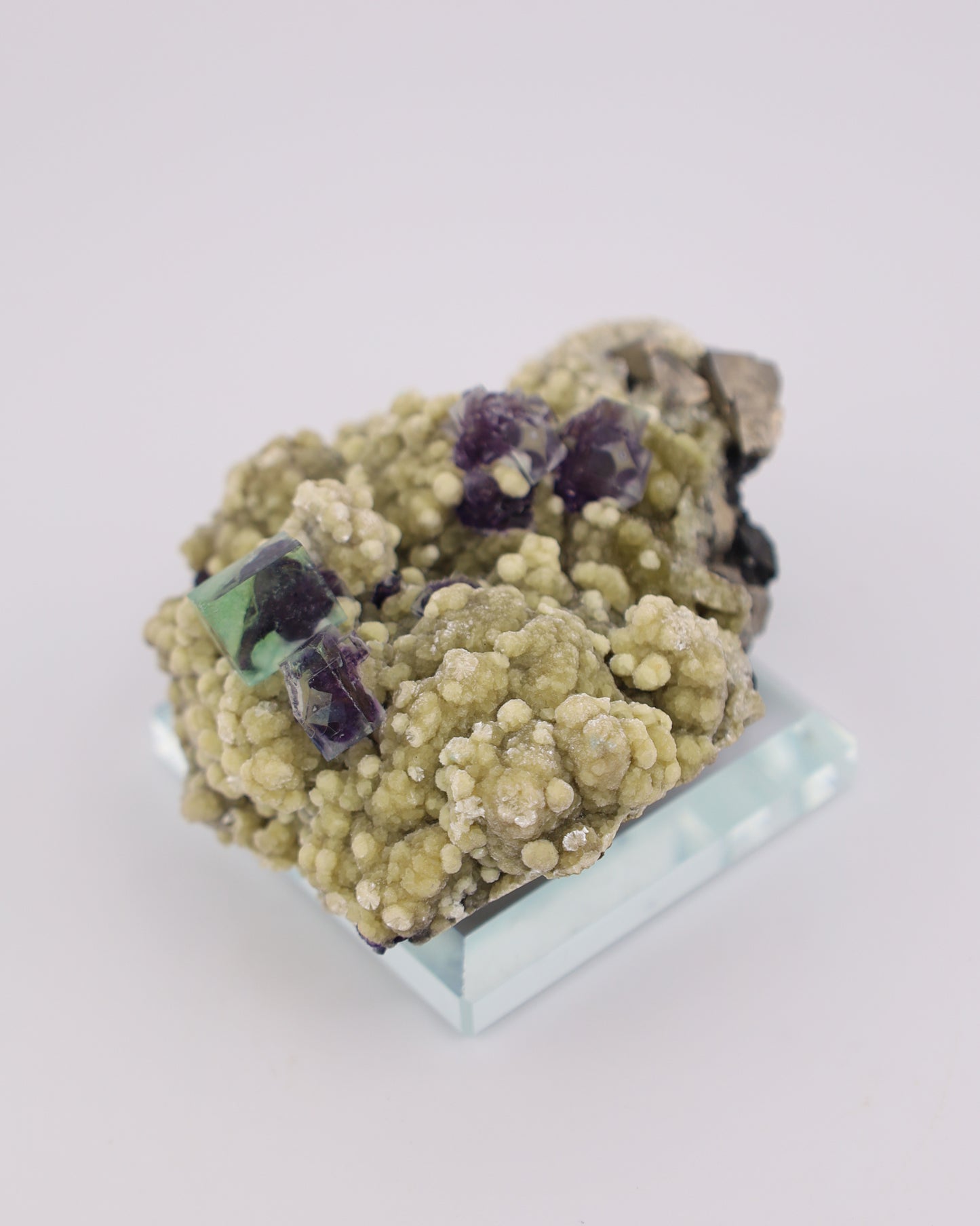 Green & Purple Fluorite with Dolomite & Pyrite Matrix
