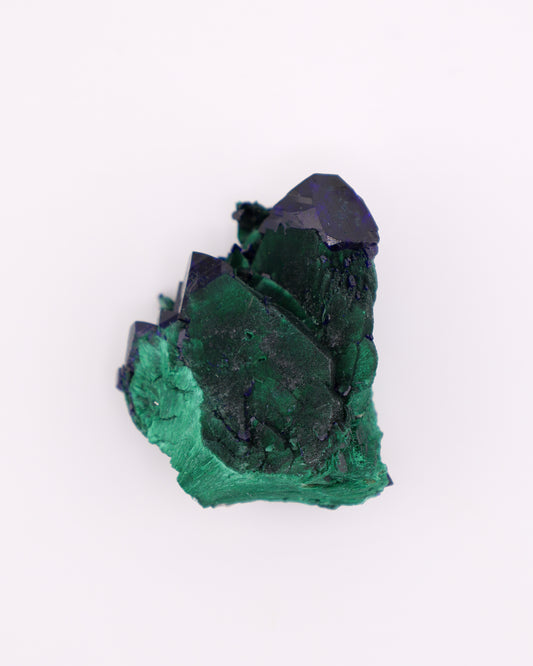 Fibrous Malachite on Azurite